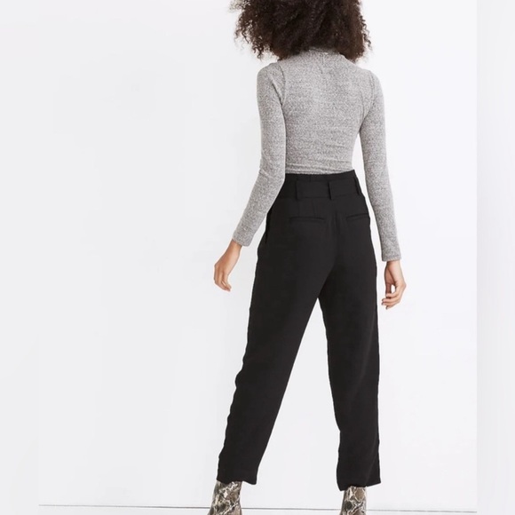 Madewell Black Drapey Paperbag Waist Pleated Cropped Pants Women’s 6 Workwear - Picture 2 of 9